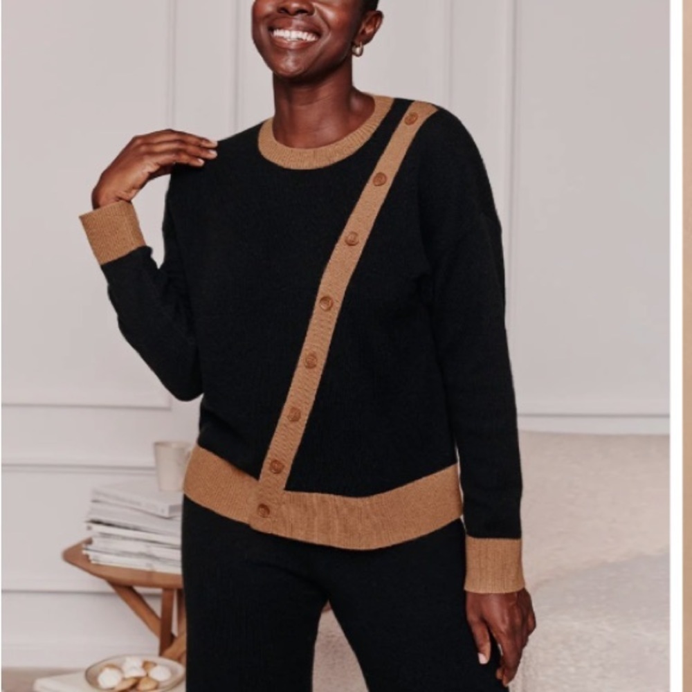 Summersalt The Luxe Cashmere Blend Button Crewneck sz XS